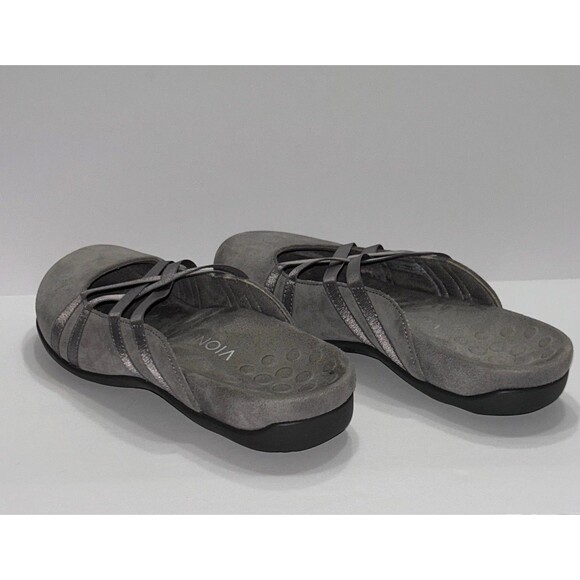 Vionic Clair Mules Sandals Womens 8 Slip On Gray Suede Flat Arch Support Comfort - Picture 7 of 16